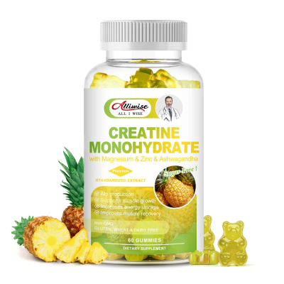 Bottle of Pineapple-flavored Creatine Monohydrate Gummies dietary supplement