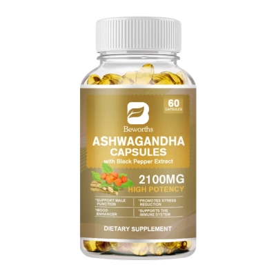 Bottle of Organic Ashwagandha Softgel Capsules – Vegan, Non-GMO, No Fillers or Binders