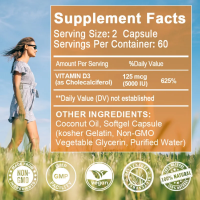 Supplement facts label for Vitamin D3 capsules