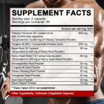 Supplement facts label for Maca and Ginseng softgels