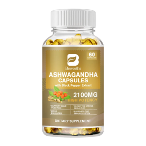 Bottle of Organic Ashwagandha Softgel Capsules – Vegan, Non-GMO, No Fillers or Binders