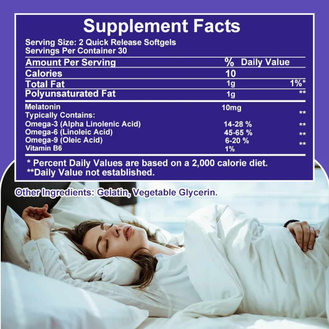 Supplement facts label for melatonin capsule supplement