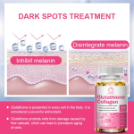 Glutathione and Collagen supplement bottle with supplement facts and product benefits